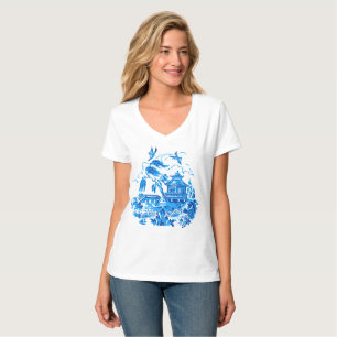 Design V för pil för blått- & vitchinablått T Shirt