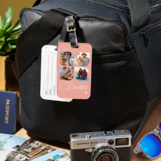 Design Your Own 4 Photo Personalized Name Bagagebricka