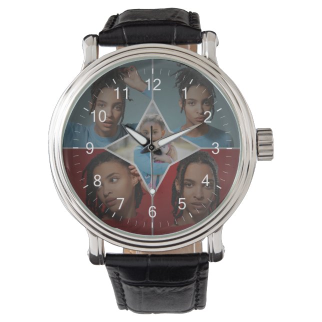 Design Your Own 5 Photo Collage Armbandsur (Framsida)