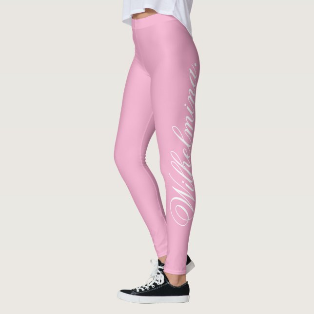 Design Your Own Name on Stylish Light Pink Leggings (Vänster)