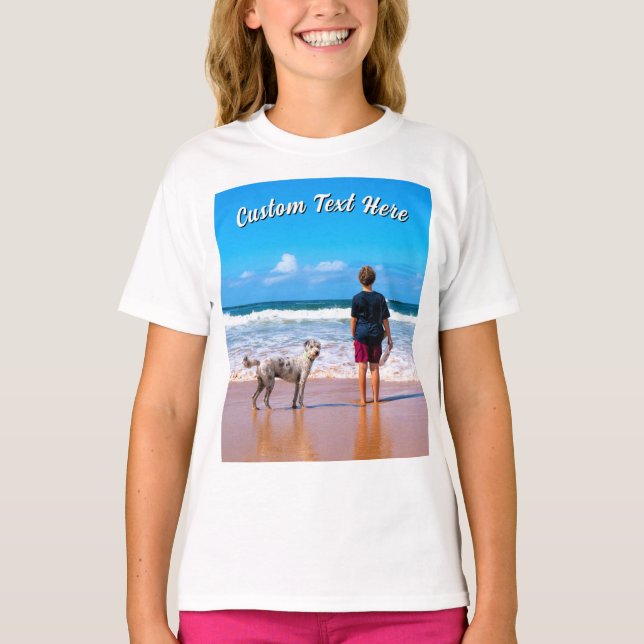 Design Your Pet Photo T-Shirt Personalized Text (Framsida)