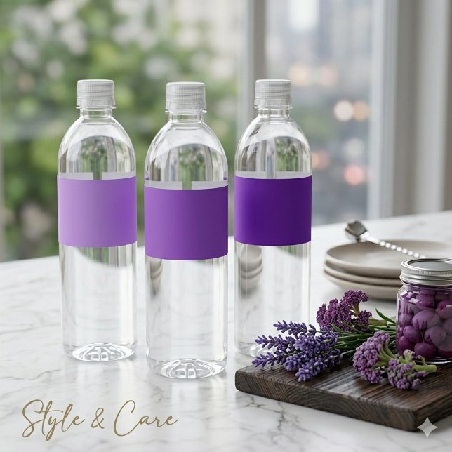 Designa din dröm - 8" x 2,125" Bärblå Vattenflaskor Etikett (Design Your Dream - 8 x 2.125 Berry Purple Water Bottle Label)