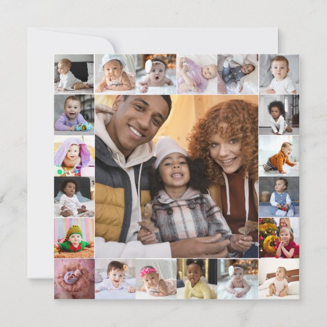 Designa din egen 21-foto collage kort (Framsida)