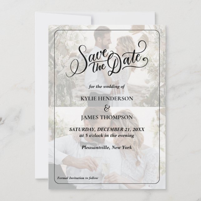 Designa Din Egen 2 Fotos Kollage Save The Date Inbjudningar (Framsida)