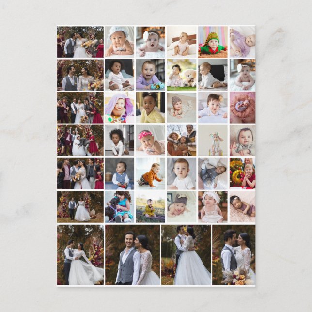 Designa din egen 40-foto collage vykort (Framsida)