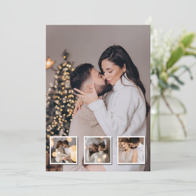 Designa Din Egen 4 Fotosammanställning Julkort (Stående Fram)