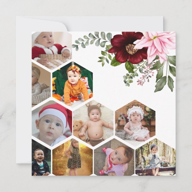 Designa Din Egen Blommig 10-Fotocollage Kort (Framsida)