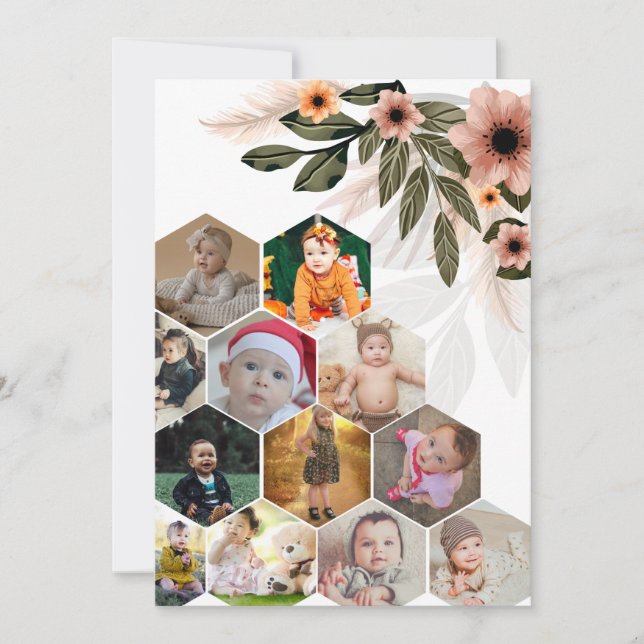 Designa Din Egen Blommig 12-Fotocollage Julkort (Framsida)
