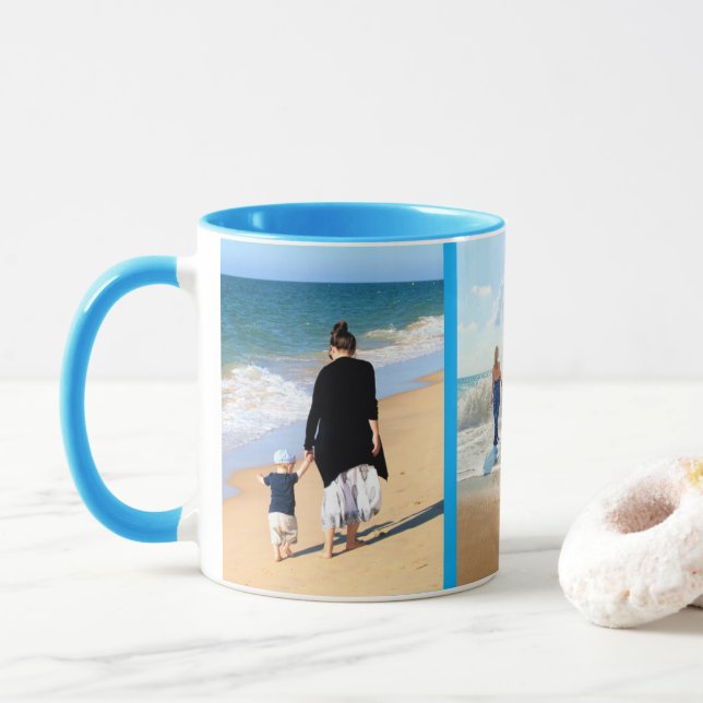 Designa din egen familjefoto Collage Mugg Gåva (Med munk)