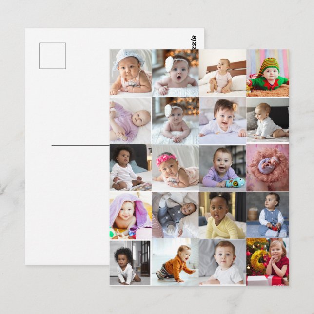 Designa din egen fotokollage med 20 bilder  vykort (Fram/baksida)