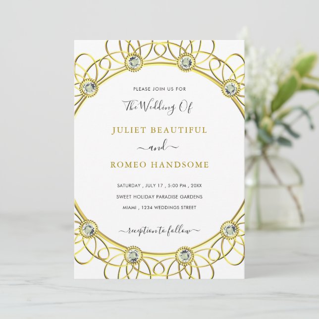 Designa din egen gulddiamantbröllopsinbjudan (Stående Fram)