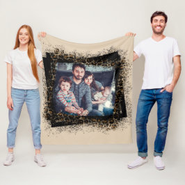 Designa din egen leopardram familjefoto fleecefilt
