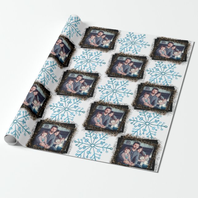 Designa din egen snöflinga leopardfamilj foto presentpapper (Utrullad)