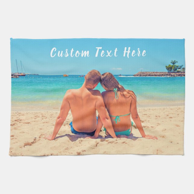 Designa din foto köks handduk present Anpassad tex Kökshandduk (Horisontell)