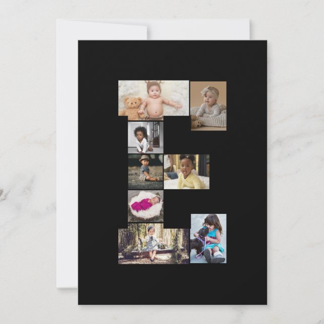 Designa Ditt Egen Bokstav E Foto Collage Julkort (Framsida)