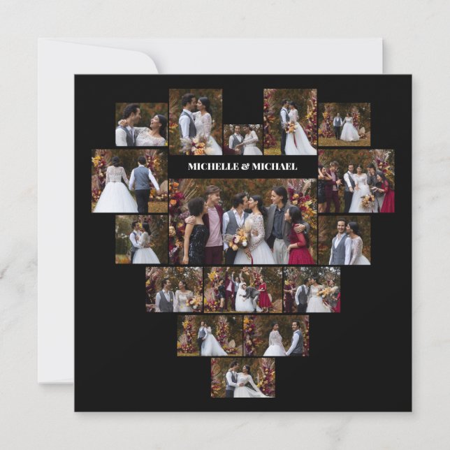 Designa Ditt Eget Kärlekshjärta Format Fotokollage Tack Kort (Framsida)