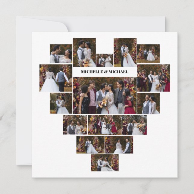 Designa Ditt Eget Kärlekshjärta Format Fotokollage Tack Kort (Framsida)