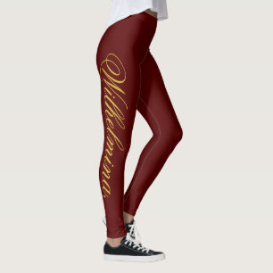 Designa Ditt Eget Namn på Stilfull Maroon Leggings