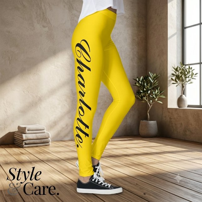 Designa Ditt Eget Namn på Styliga Guld Leggings (Design Your Own Name on Stylish Gold Leggings)