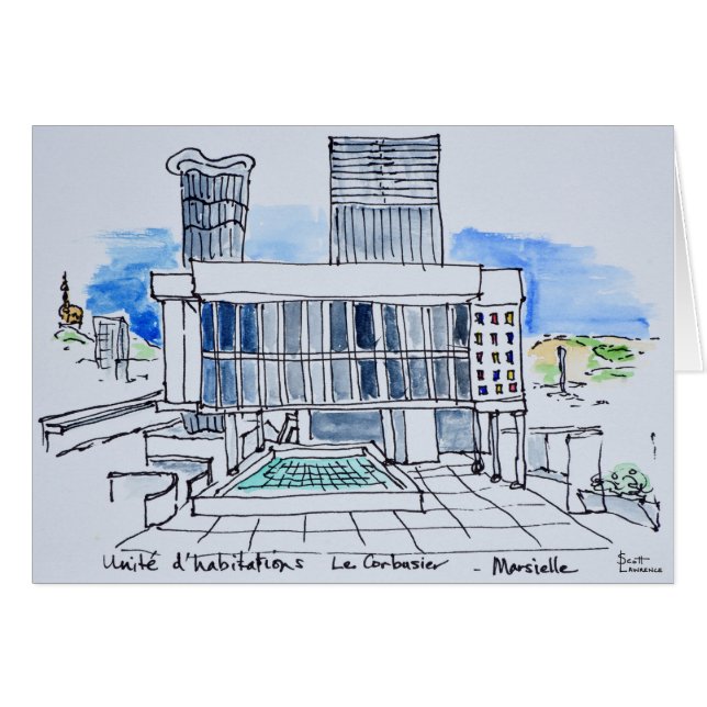 Designad av Le Corbusier | Marseille, Frankrike Hälsningskort (Framsidan Horizontal)