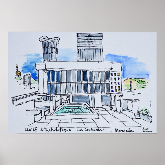 Designad av Le Corbusier | Marseille, Frankrike Poster (Framsidan)