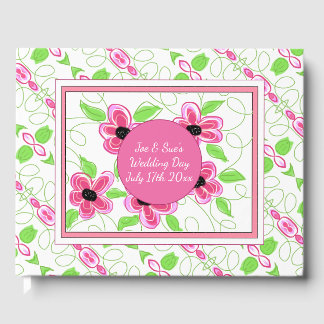 Designad Blommigt för rosa Gästböcker