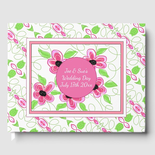 Designad Blommigt för rosa Gästböcker (Framsida)