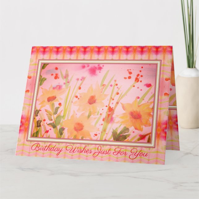 Designad Blommigt för vattenfärg Kort (Framsida)