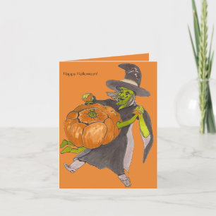 Designad färg för dans för Halloween häxapumpa Kort