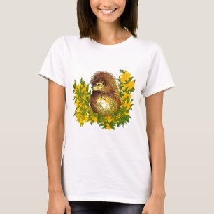 Designad för Cute Hedgehog Springtime Vatten Färg T Shirt