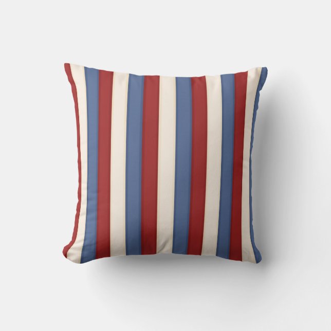 Designad fyllning av rött, vitt och blått Rand Kudde (Framsida)