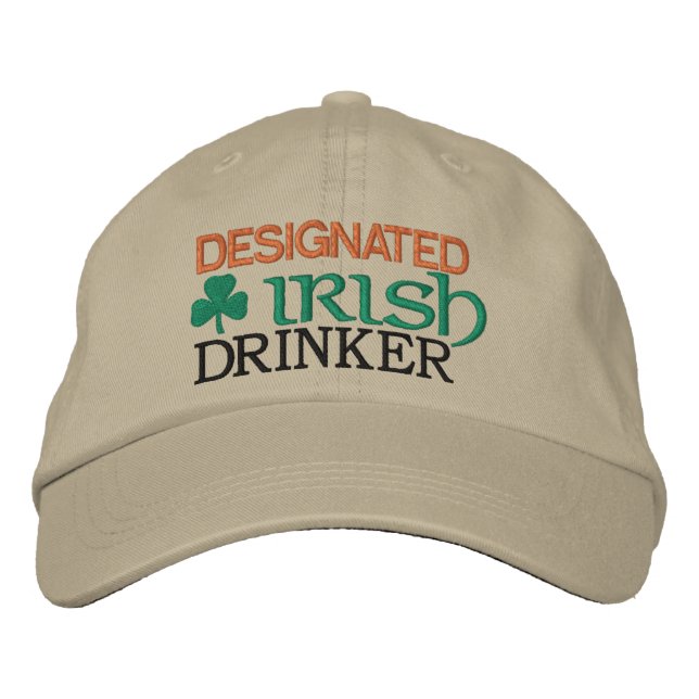 Designad Irish Drinker Embroized Baseball Hat Broderad Keps (Framsida)