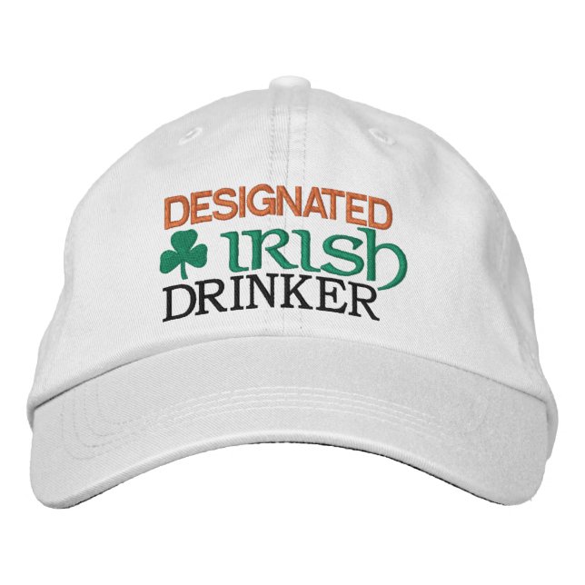 Designad Irish Drinker Embroized Baseball Hat Broderad Keps (Framsida)