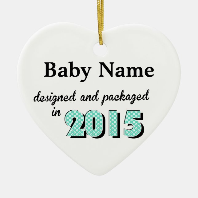 Designad och paketerad personlig Baby 2015 Julgransprydnad Keramik (Framsidan)