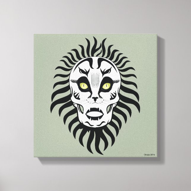 Designad originalteckning med kattecken canvastryck (Framsida)