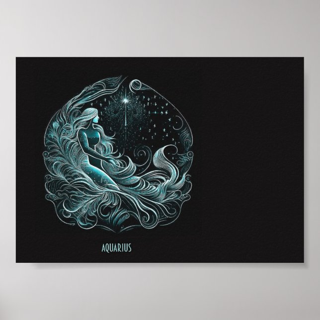 Designad Poster av Aquarius Astrology Star (Framsidan)