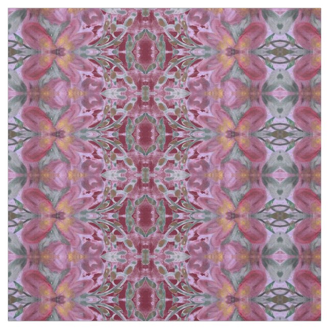 Designad struktur för Burgundy Rosa och Grönt Blom Tyg (Provkarta)