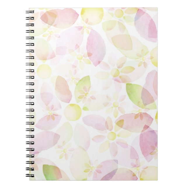 Designad vattenfärgblommabakgrund, struktur anteckningsbok (Framsidan)