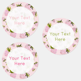 Designade etiketter för rosa jordgubbsvattenfärg