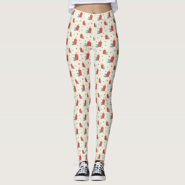 Designade lagar om julljus leggings (Framsida)