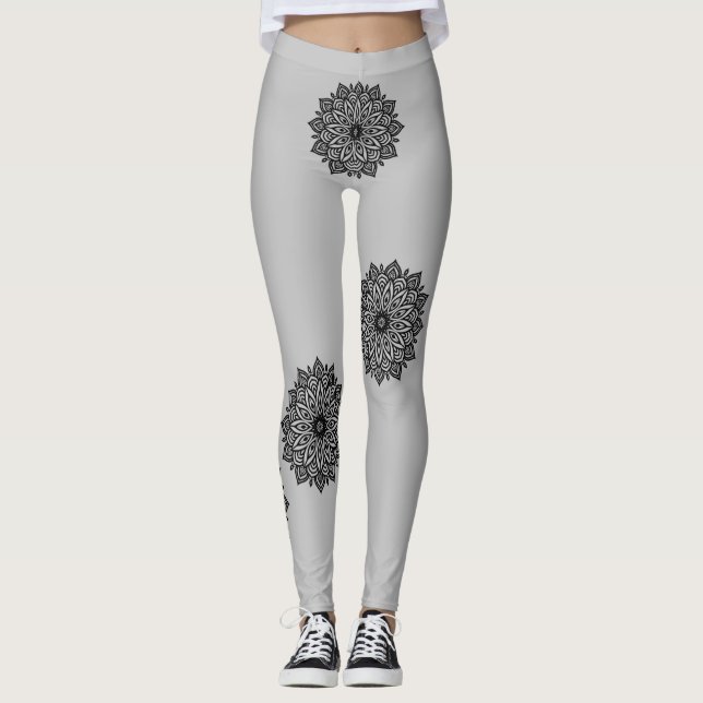 Designade rösträtt från Luxury Black Mandala . Leggings (Framsida)