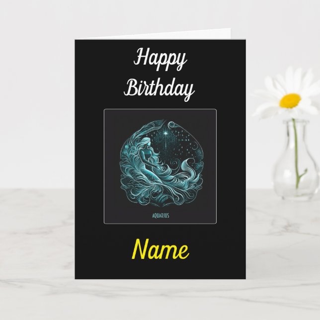 Designat födelsedagskort för Aquarius Astrology St Kort (Liten växt)