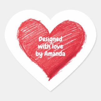 Designed with love by X, Custom Heart in Heart Hjärtformat Klistermärke