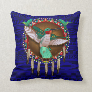 Designen för blåttHummingbirdindianen kudder konst Kudde