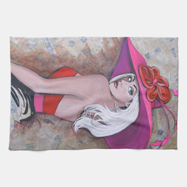 Designen för Derby chick~ 2012 vid konstnärGG Kökshandduk (Horisontell)