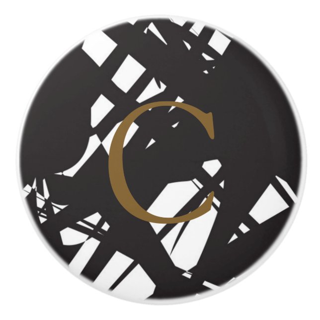 Designer Abstrakt Black & White Modern Glamor Knopp (Framsidan)