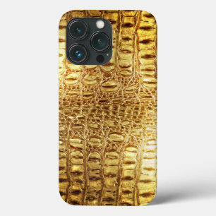 Designer Alligator Crokodile Skin Shiny Guld