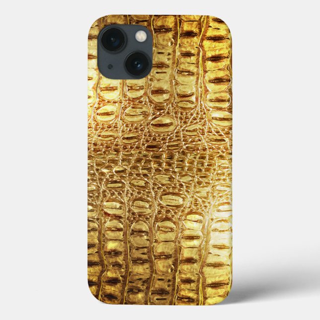 Designer Alligator Crokodile Skin Shiny Guld (Baksida)