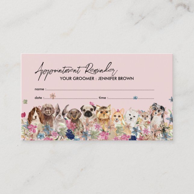 Designer av tillbehör för husdjur Pink Dogs Visitkort (Framsida)