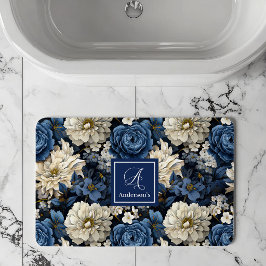 Designer Blå Blommor Personlig Badmatta Badrumsmatta